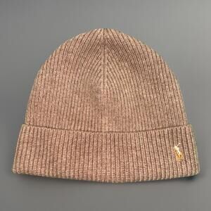 Polo Ralph Lauren Beanie Hat Unisex One Size Brown Knit Wool Blend Winter Fall